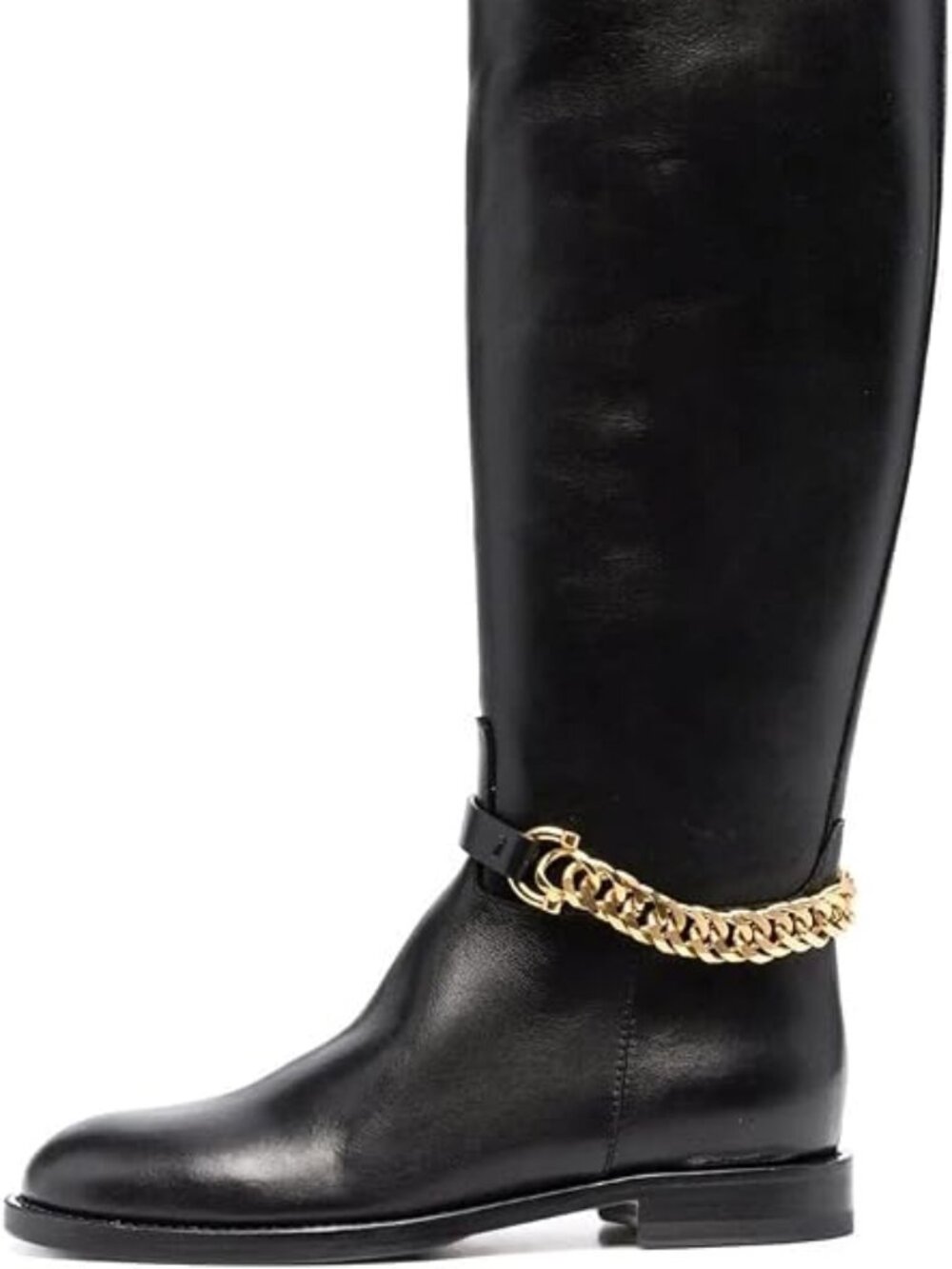 Round Toe with Gold Chain Wide Calf Knee High